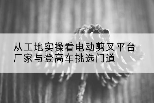 双柏电动剪叉升降平台厂家-从工地实操看电动剪叉平台厂家与登高车挑选门道